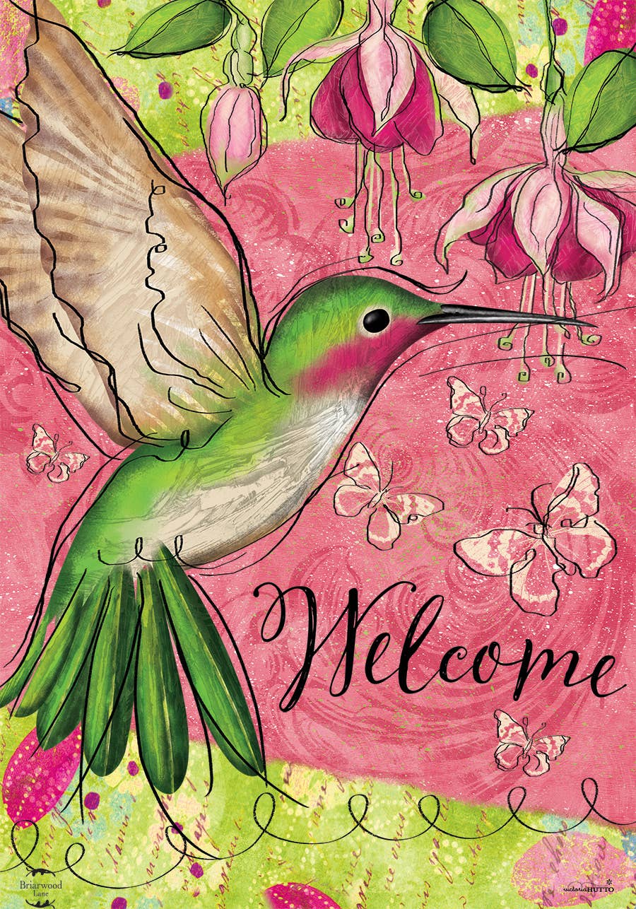 Blissful Hummingbird Garden Flag