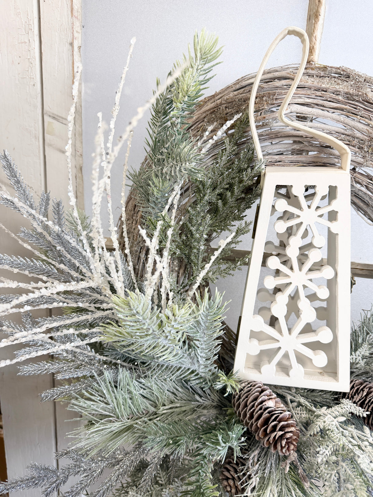 24" All Is Bright Lantern Wreath