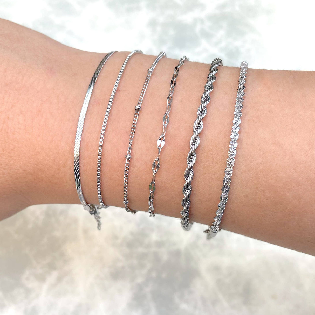 Rope Dainty Silver Bracelet - Waterproof Chain