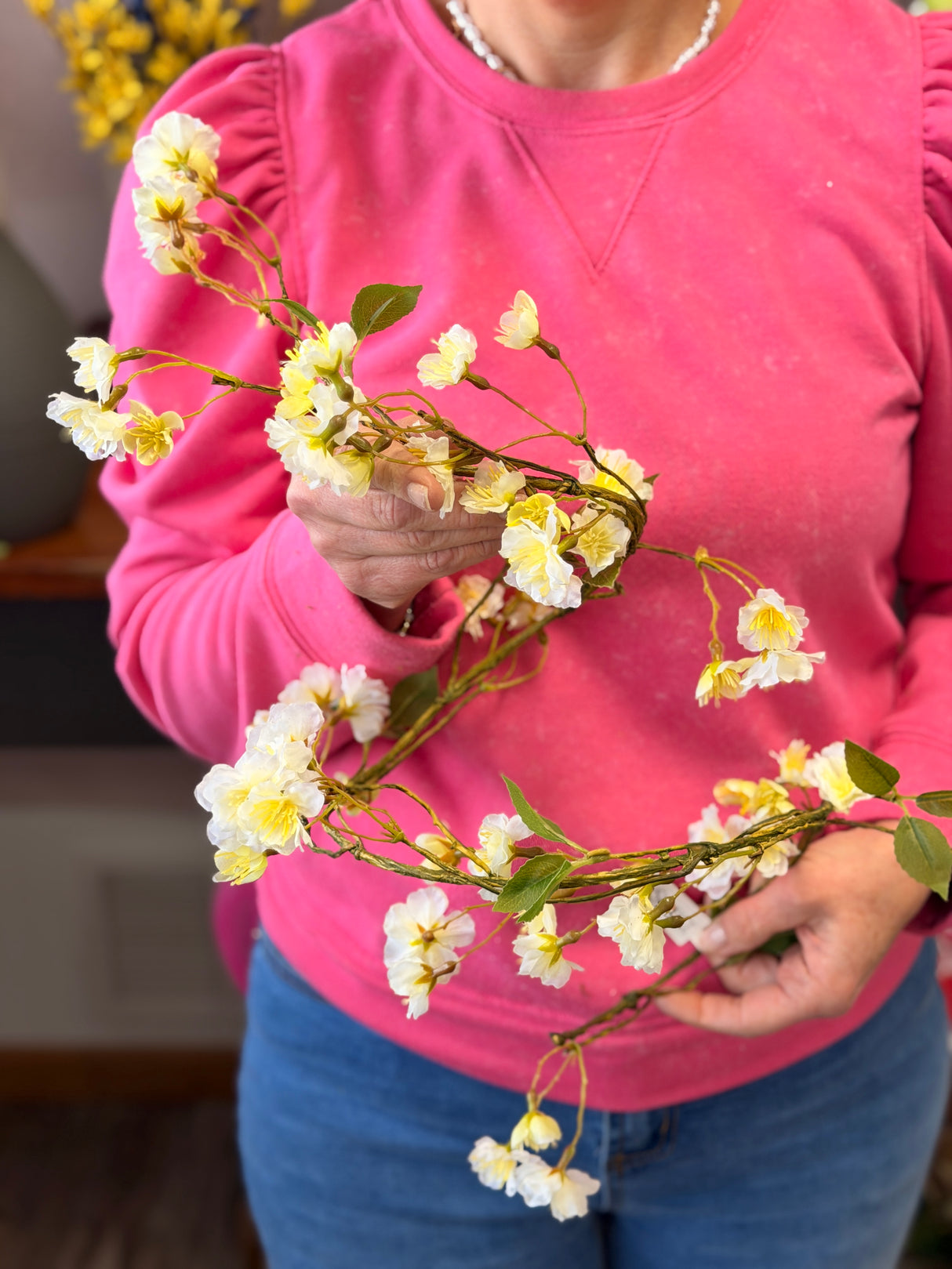37" Cream Blossom Vine Garland