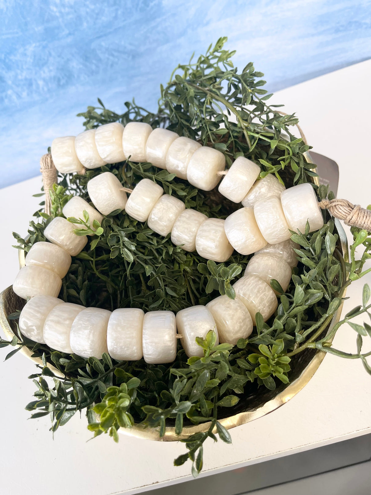 38" Ivory Resin Beaded Garland