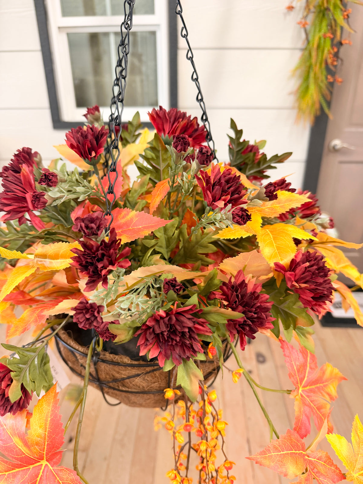 28" Autumn Waterfall Hanging Basket