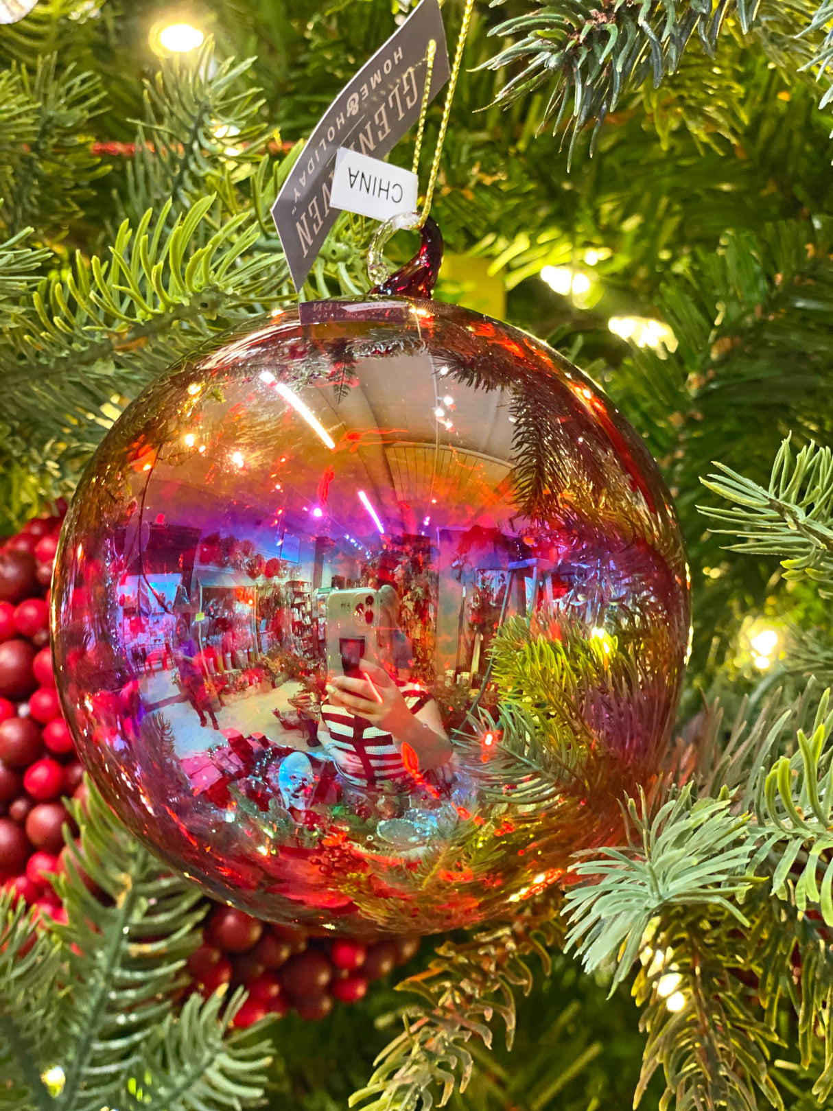 Small Candy Iridescent Glass Ornament
