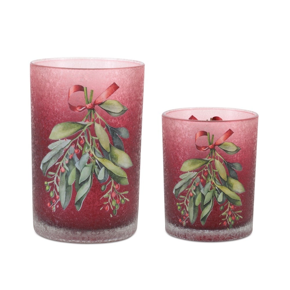 Mauve Mistletoe Candleholder for Christmas home decor from Magnolias Home Decor