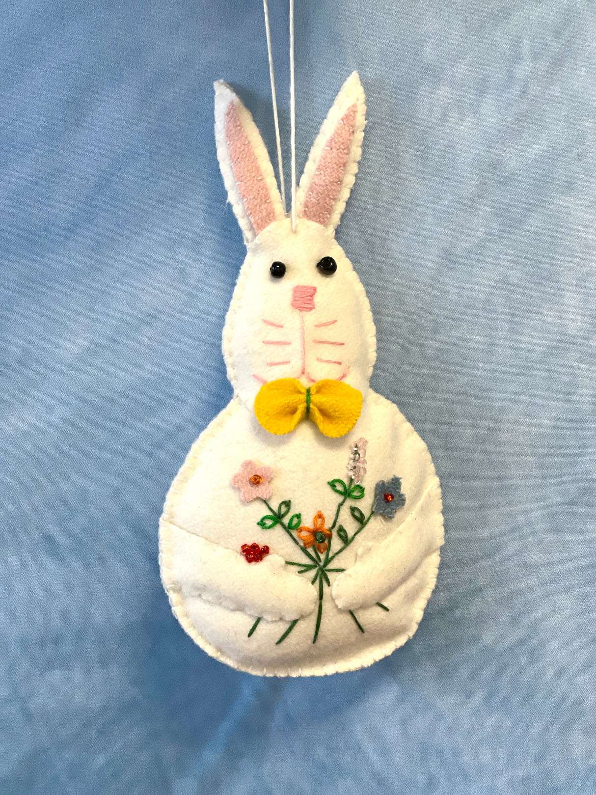 Handmade Fabric Small White Bunny