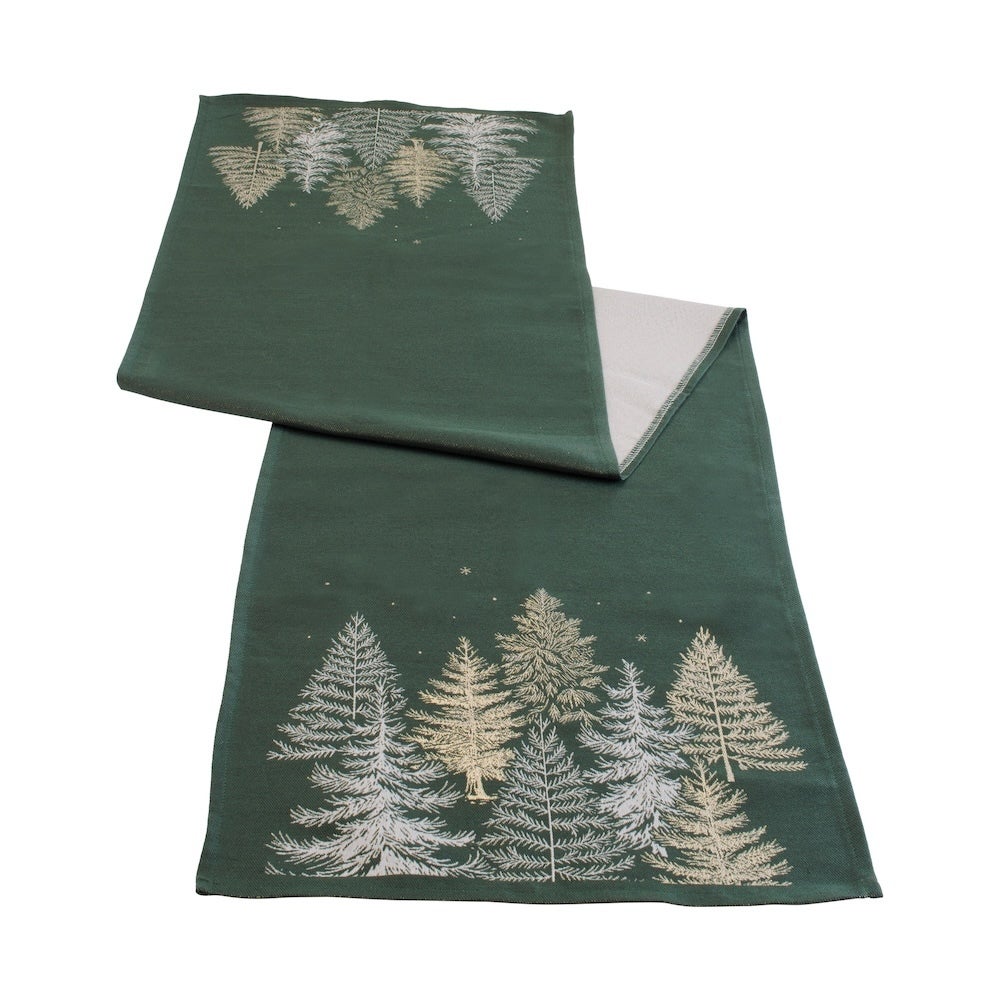 Rich Green Tree Table Runner for Christmas home decor from Magnolias Home Decor