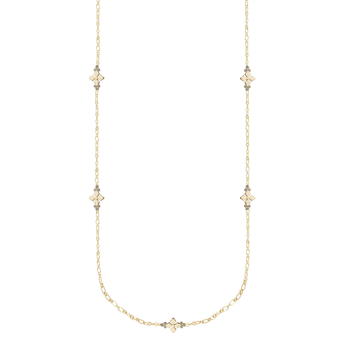 Believer Cross Station Necklace in Gold