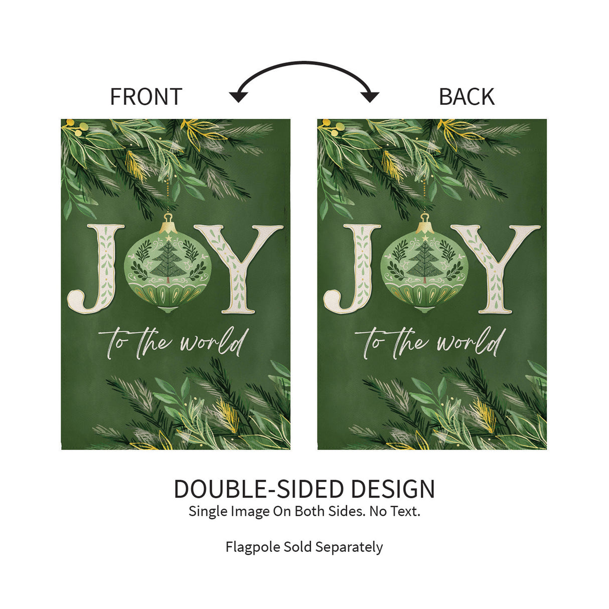 Greenery Joy To The World Suede Garden Flag