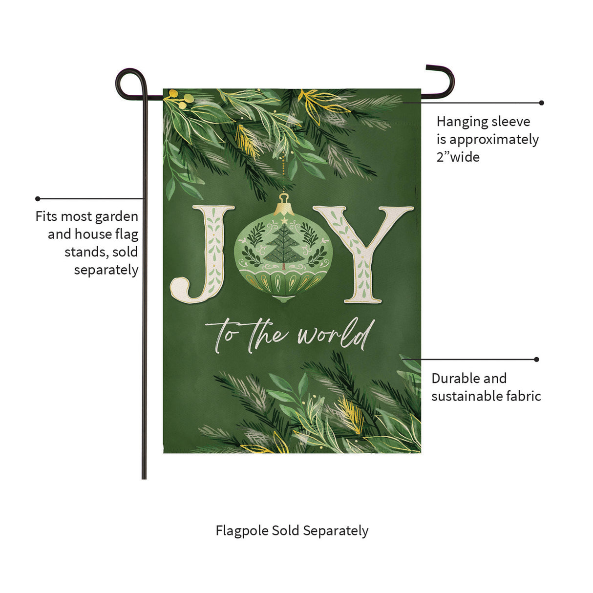 Greenery Joy To The World Suede Garden Flag