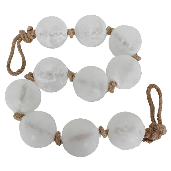 48" White Glass Ball Garland