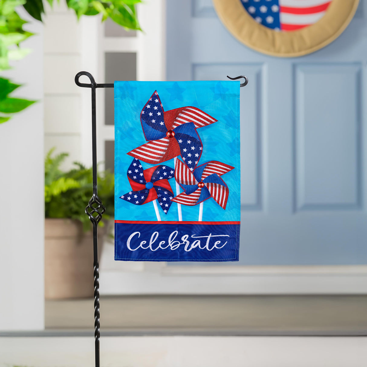 Celebrate Pinwheel Applique Garden Flag
