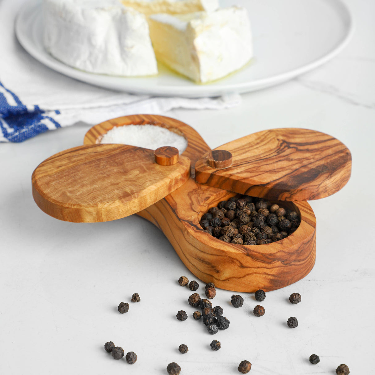 Olive Wood Handmade Salt & Pepper Box