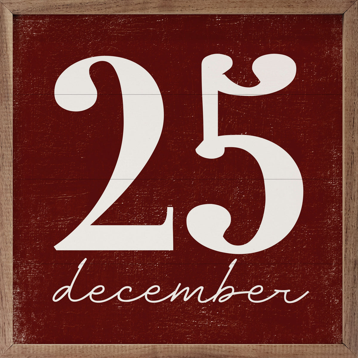 December 25th Script Red Wood Art