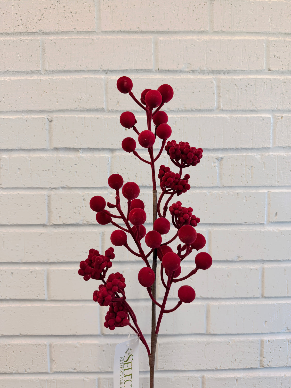 Flocked Red Berry Spray