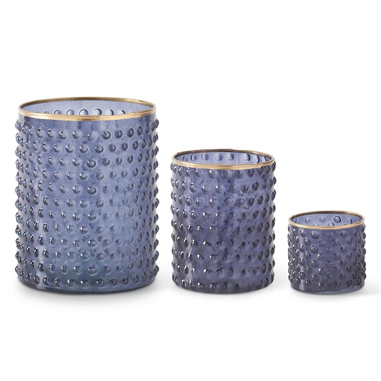 Blue Dot Embossed Candleholder -3 Sizes