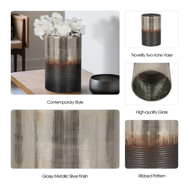 9" Metallic 2-Tone Vase