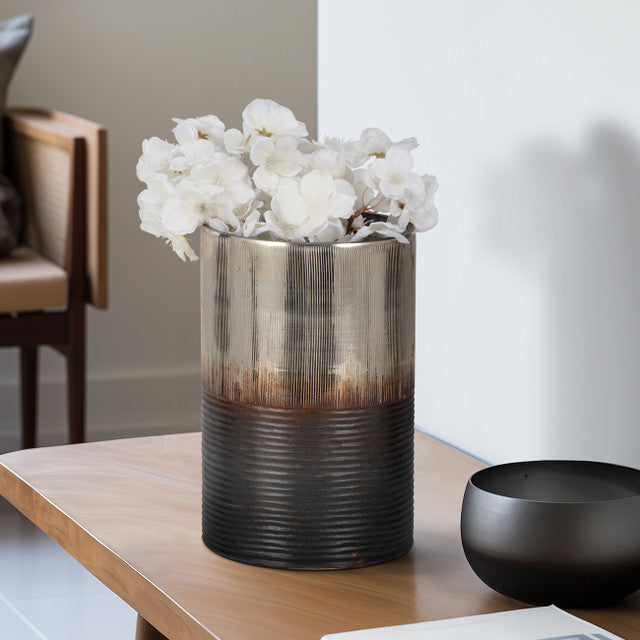 9" Metallic 2-Tone Vase