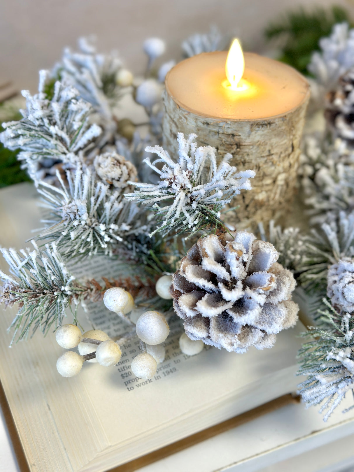 11.5" Winter Fest Pine Candle Ring