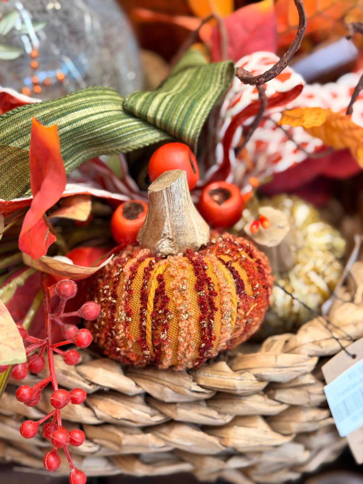 Handmade Cotton Chenille & Mango Wood Pumpkin - 3 Styles
