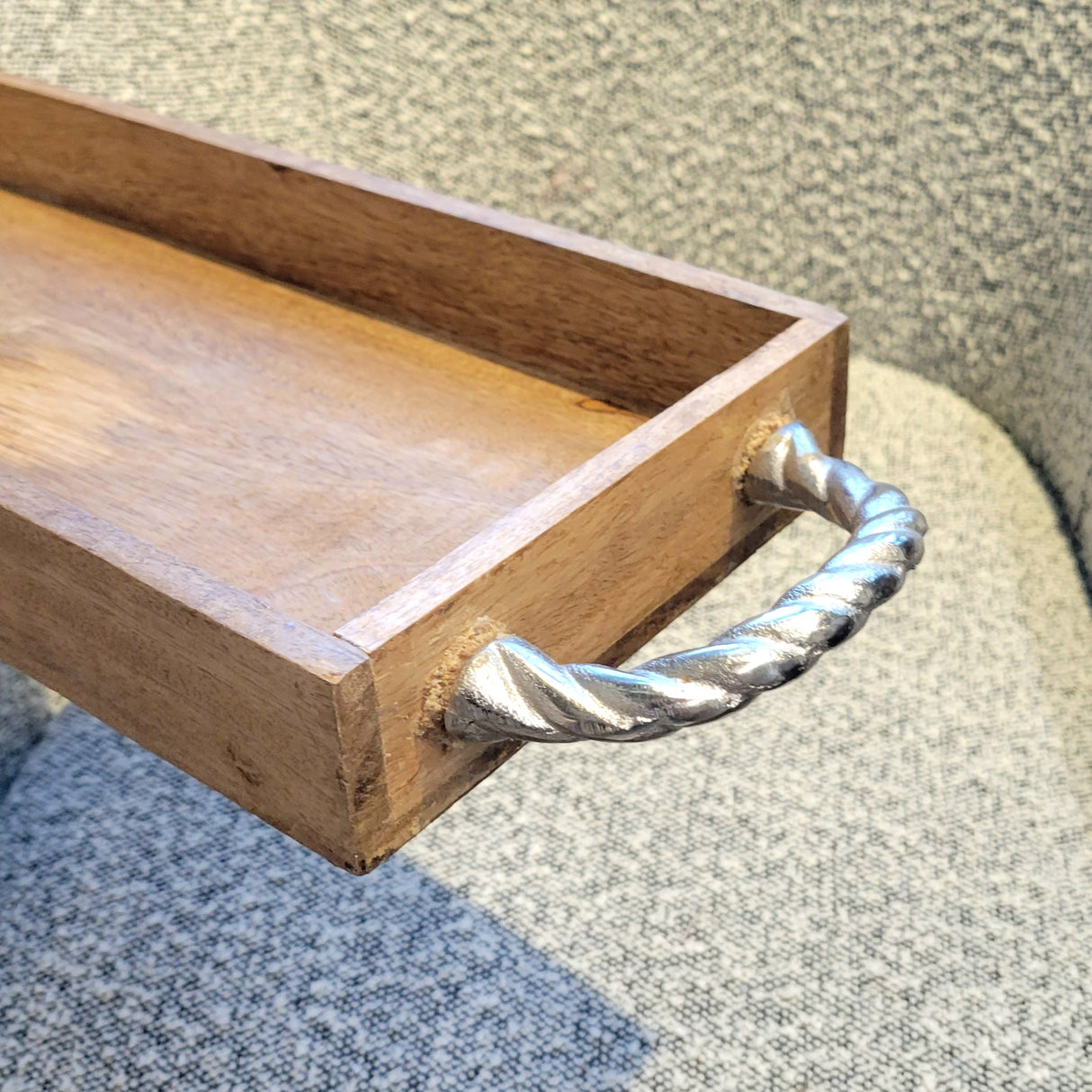 Mango Wood Tray w/ Aluminum Handles