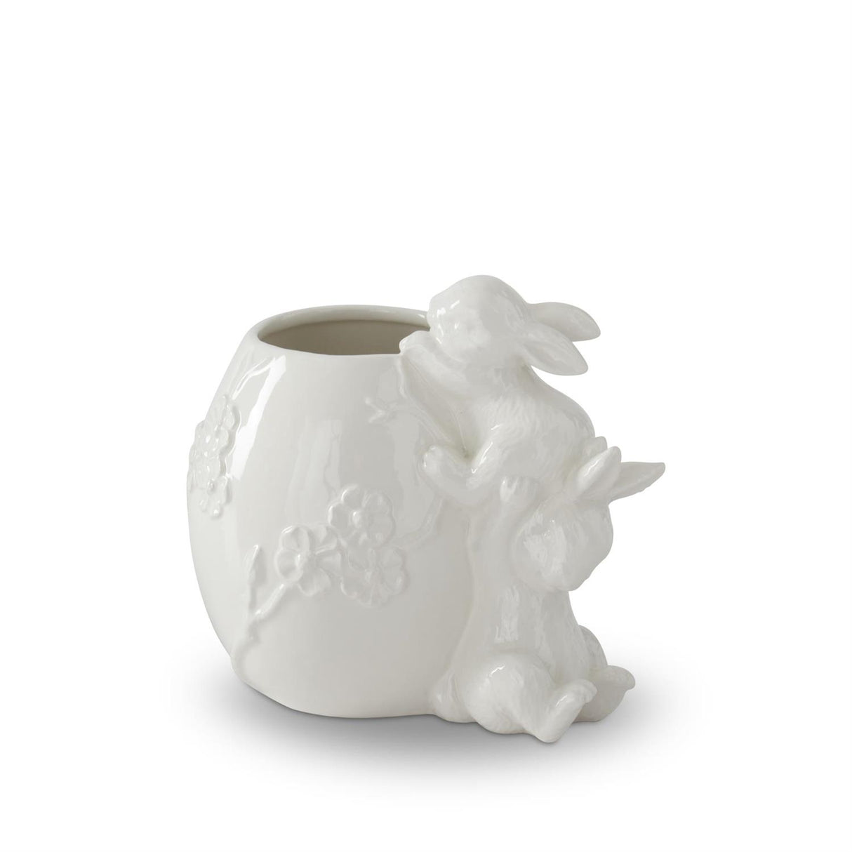Ceramic Flower Embossed Bunny Vase