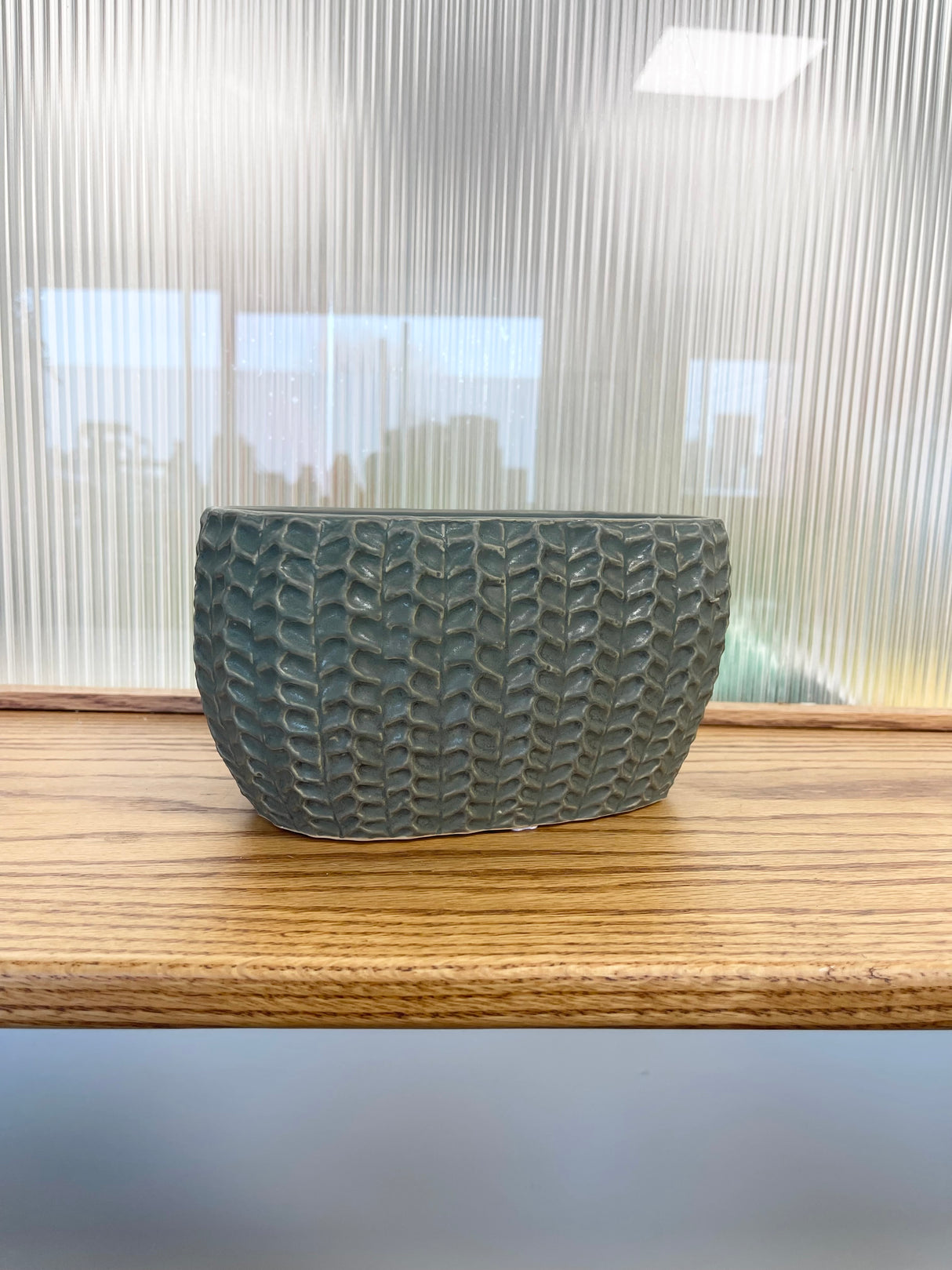 Short Braided Stoneware Planter