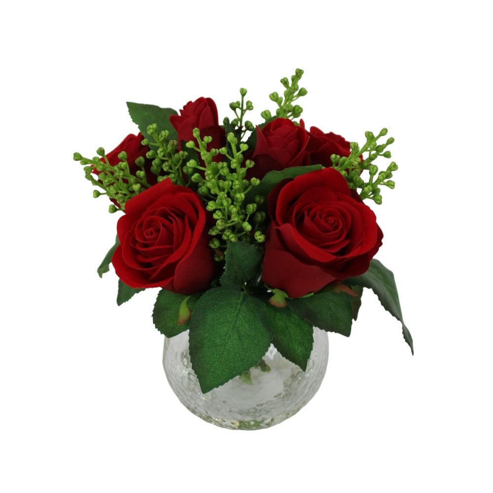 Rose Sedum In Glass Pot