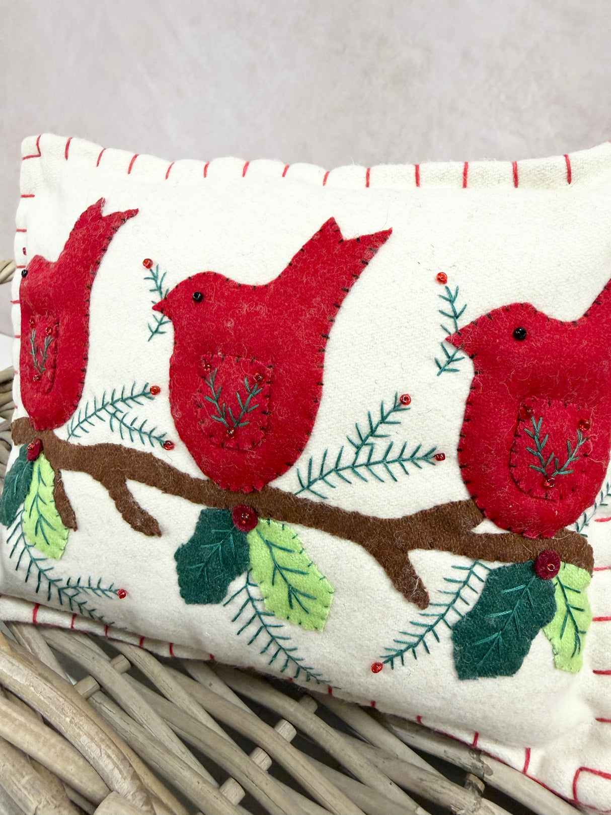 Handmade Three Birds Pillow