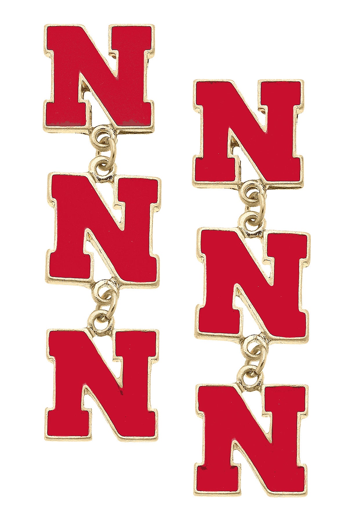 Nebraska Huskers Triple Drop Enamel Earrings in Red