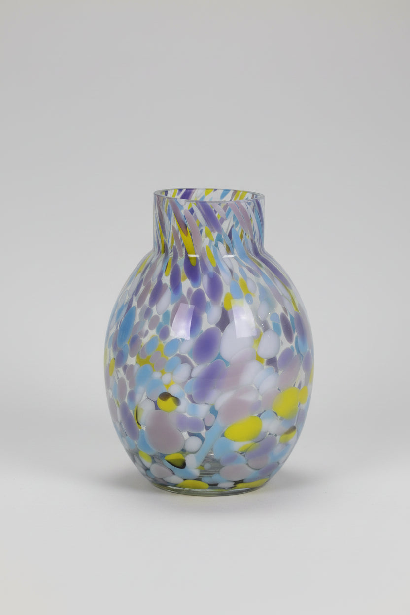 8" Blue Multi Glass Vase