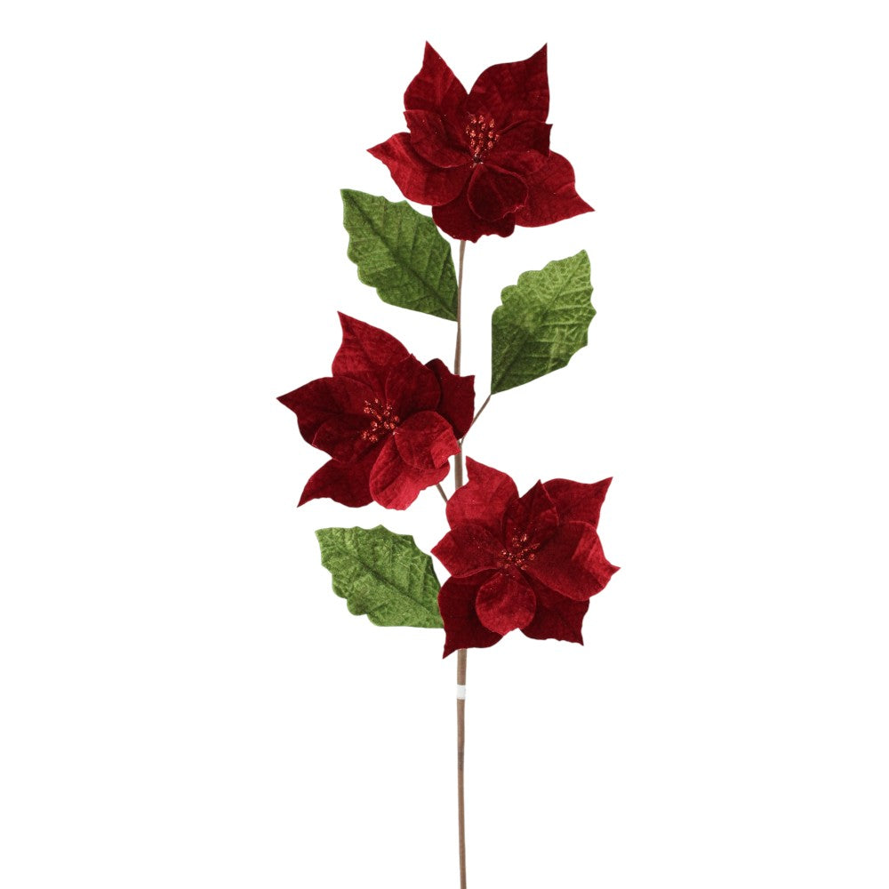 Velvet Poinsettia Trio Stem
