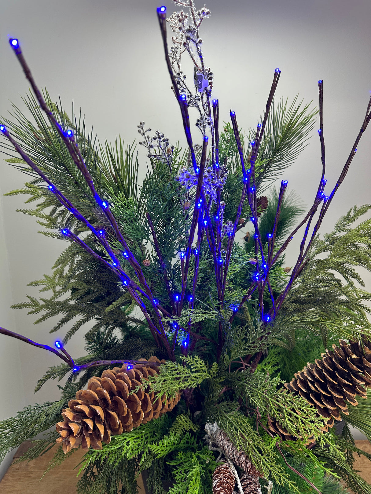 Outdoor Blue Lighted Branch Set of 3