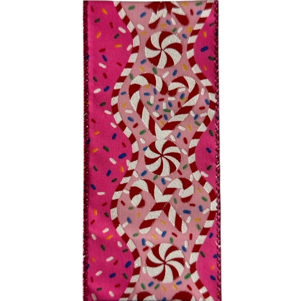 2.5" Pink Peppermint Ribbon Bolt