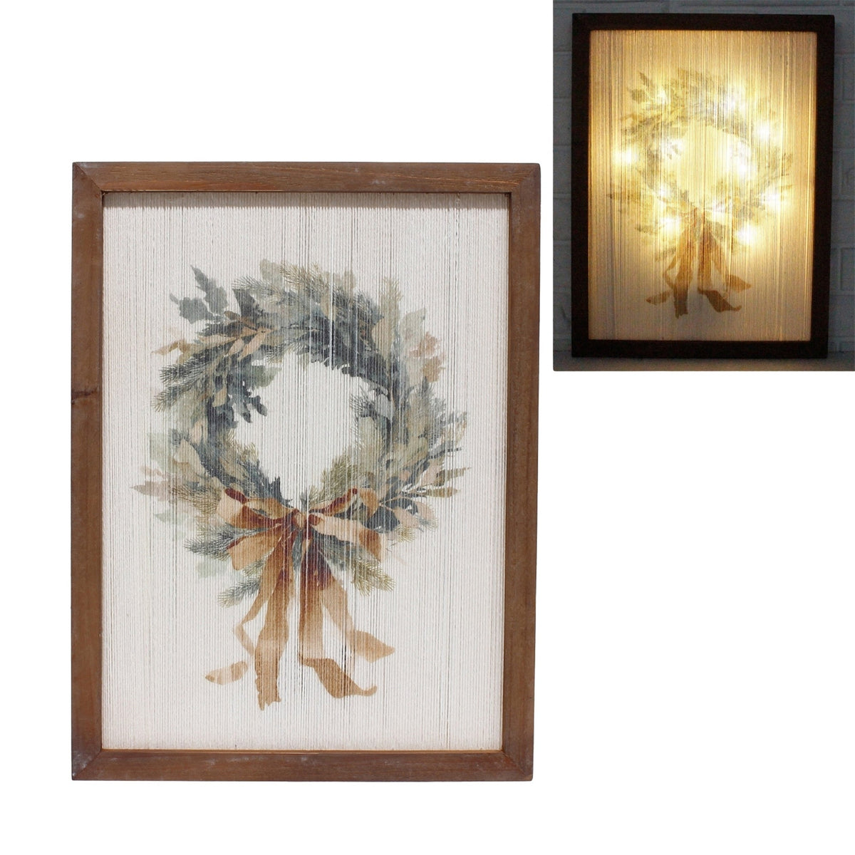 Small Lighted Fabric Wreath Sign