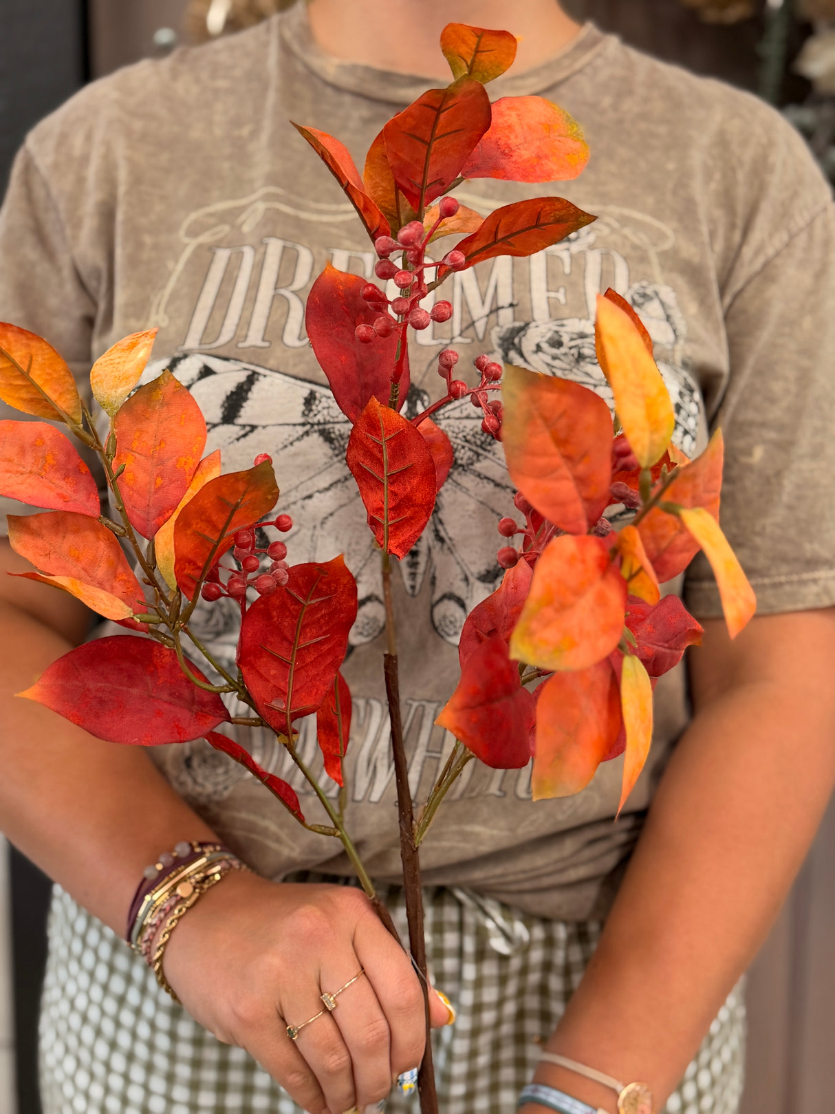 Orange Magnolia Leaf Spray