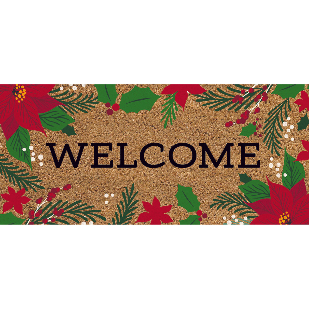 Welcome Poinsettias Coir Sassafras Switch Mat