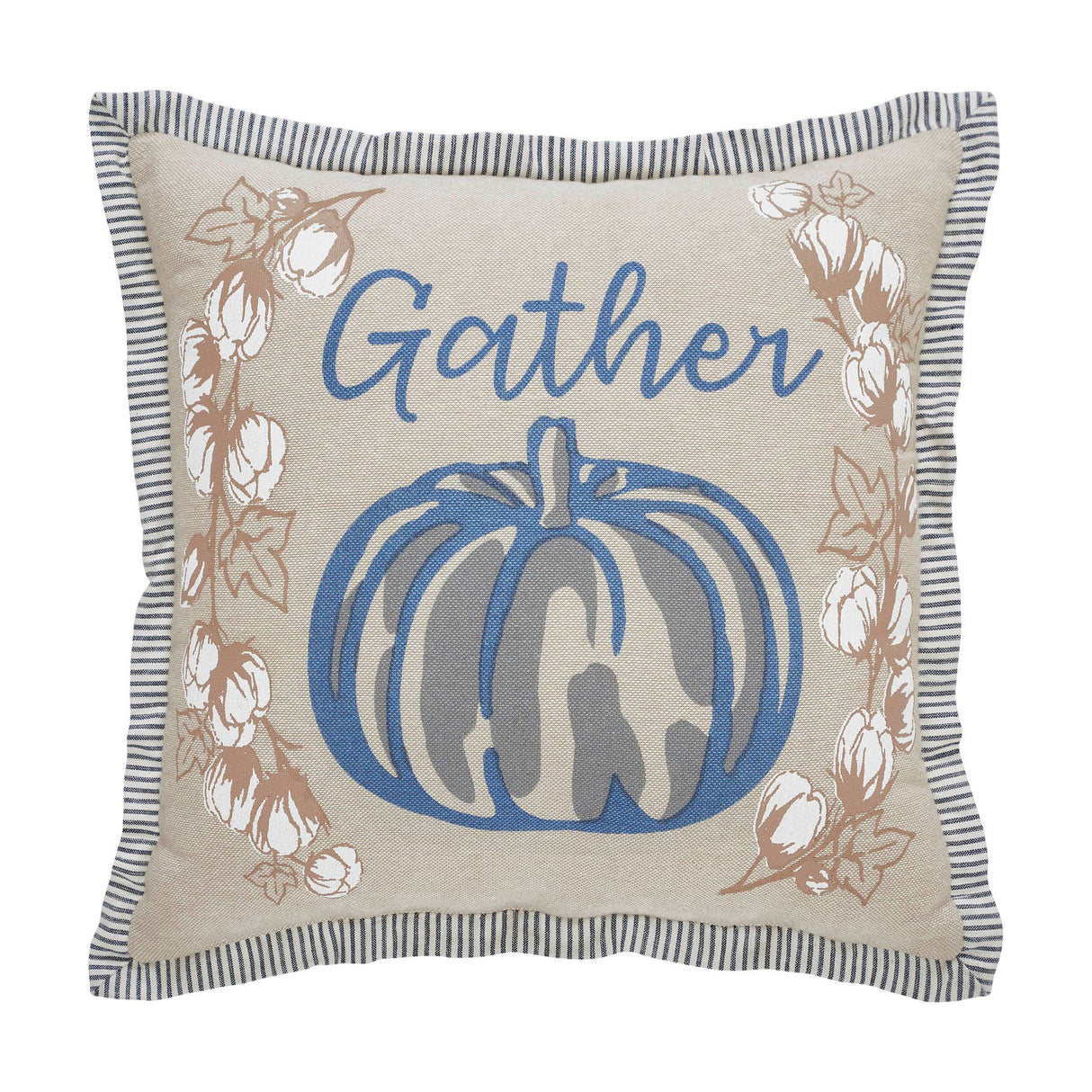 Blue Pumpkin Gather Fall Throw Pillow