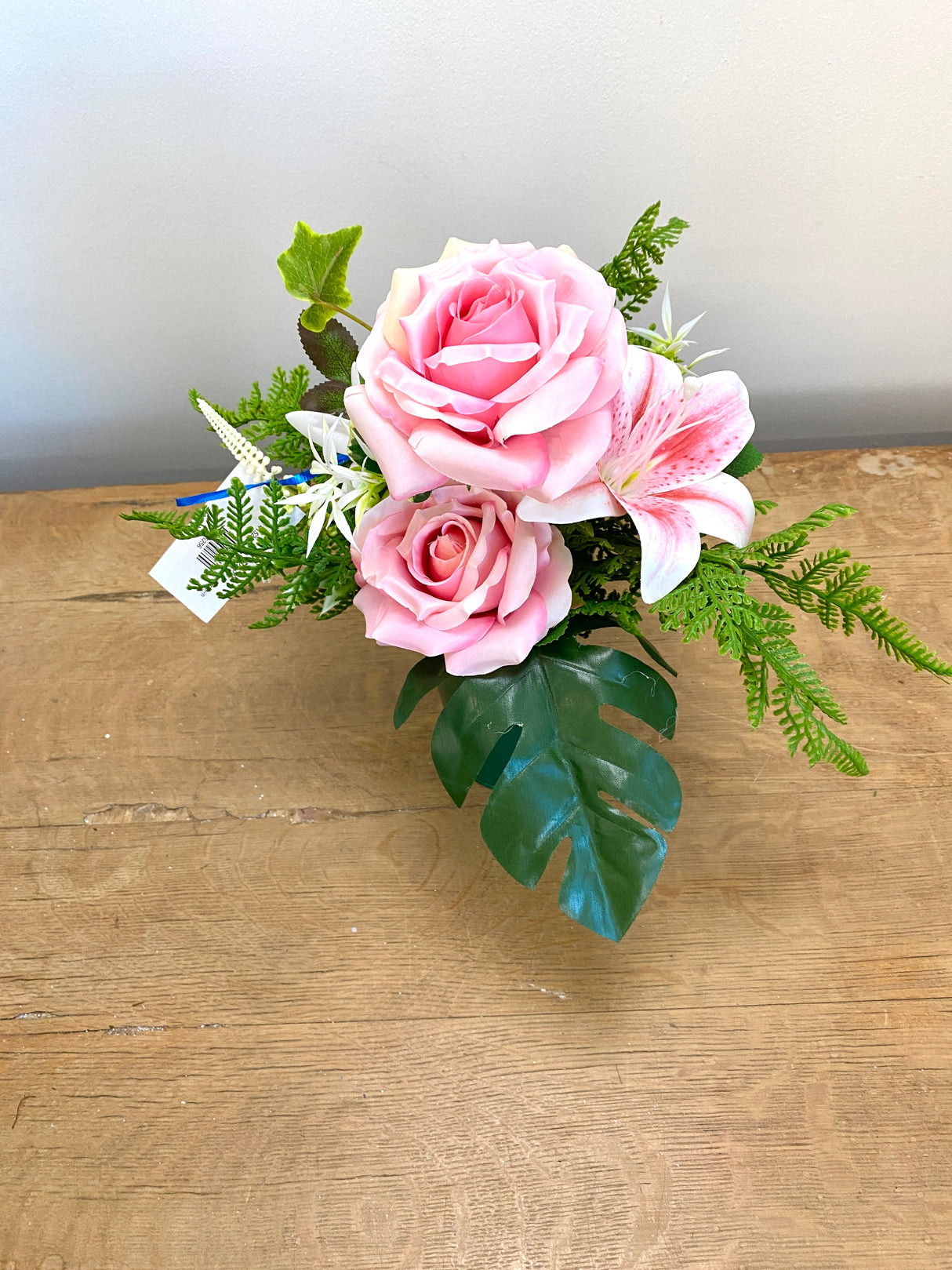 16" Pretty In Pink Cemetery Vase