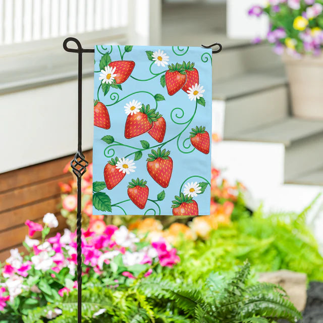 Sweet Strawberries Burlap Garden Flag