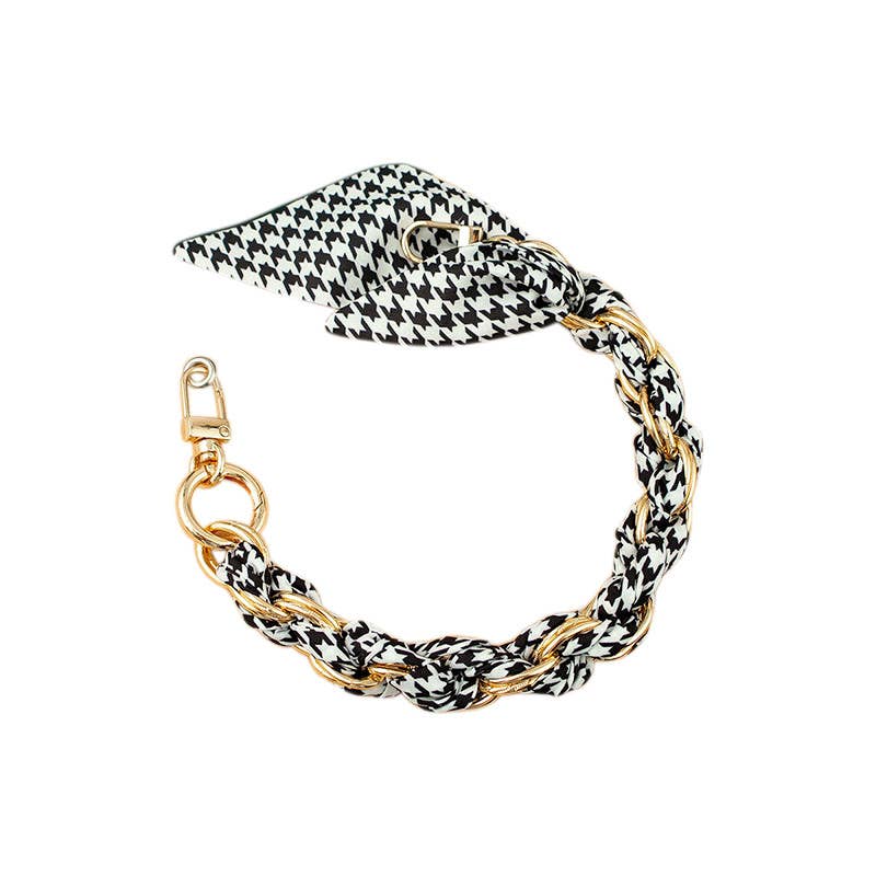 Gold Phone Chain with B&W Scarf