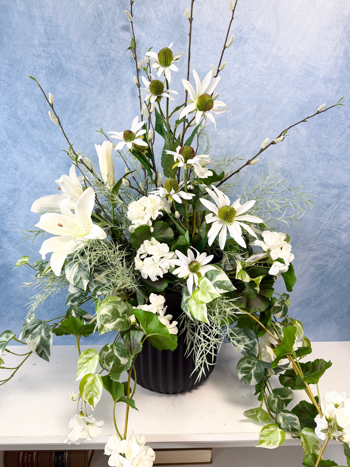 39" Whispering Whites Porch Pot