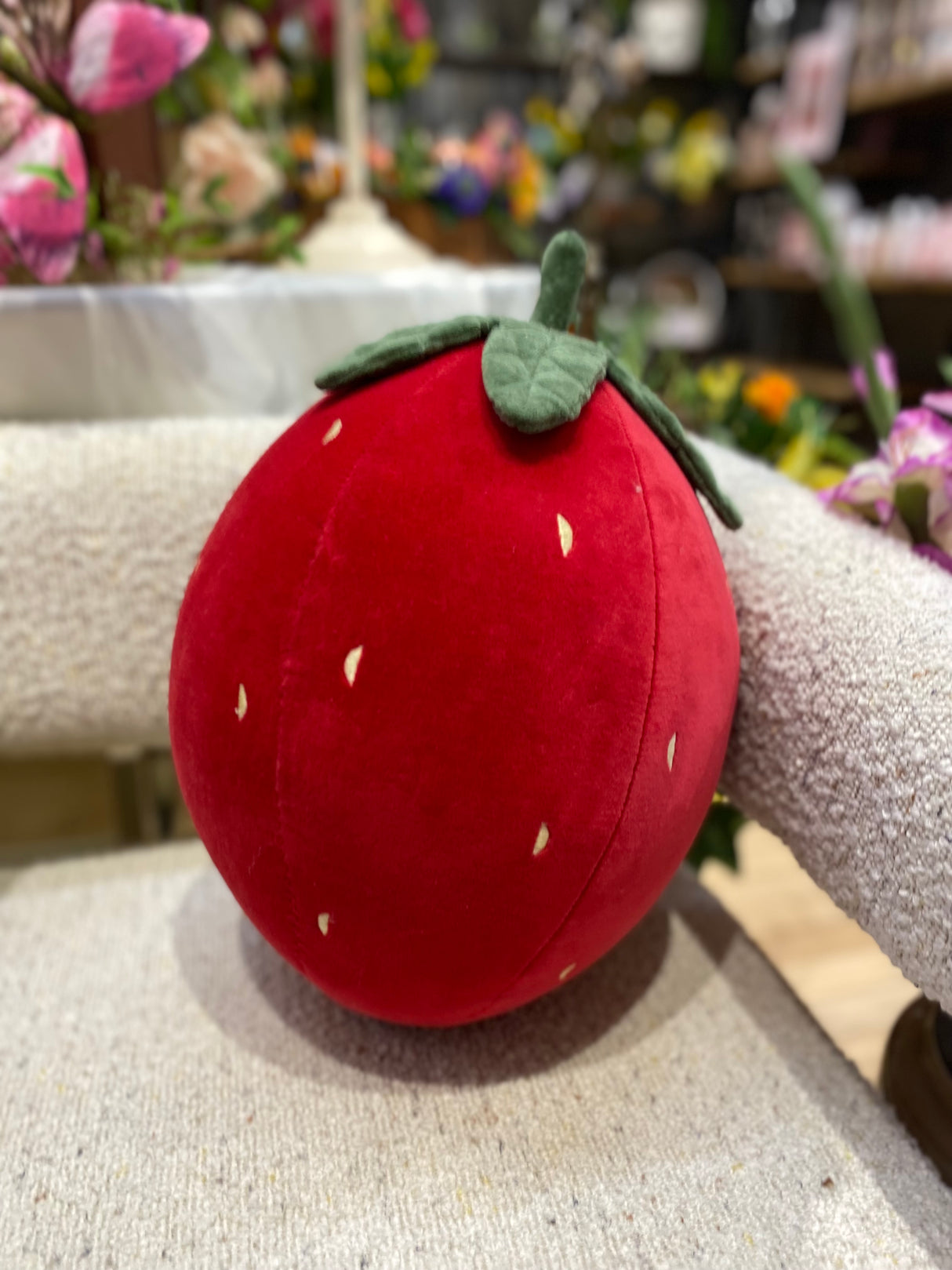 Cotton Velvet Embroidery Strawberry Pillow