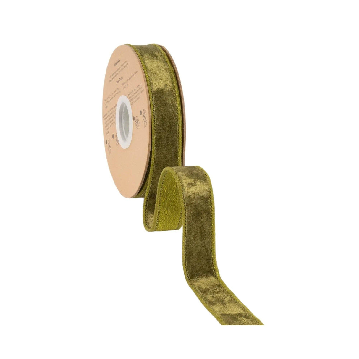 1" Wired Moss Heritage Velvet Ribbon Bolt