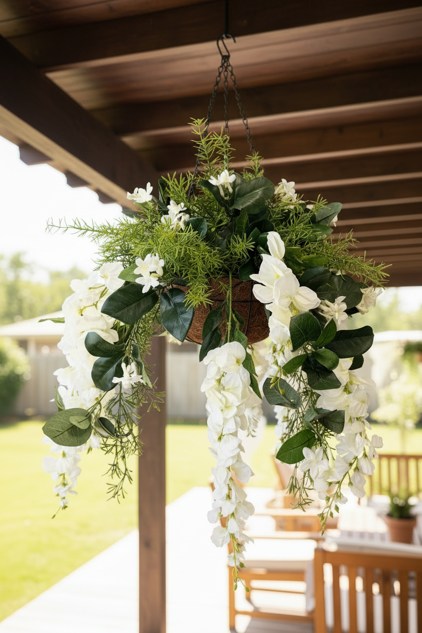 27" UV Protect Natural Charm Hanging Basket