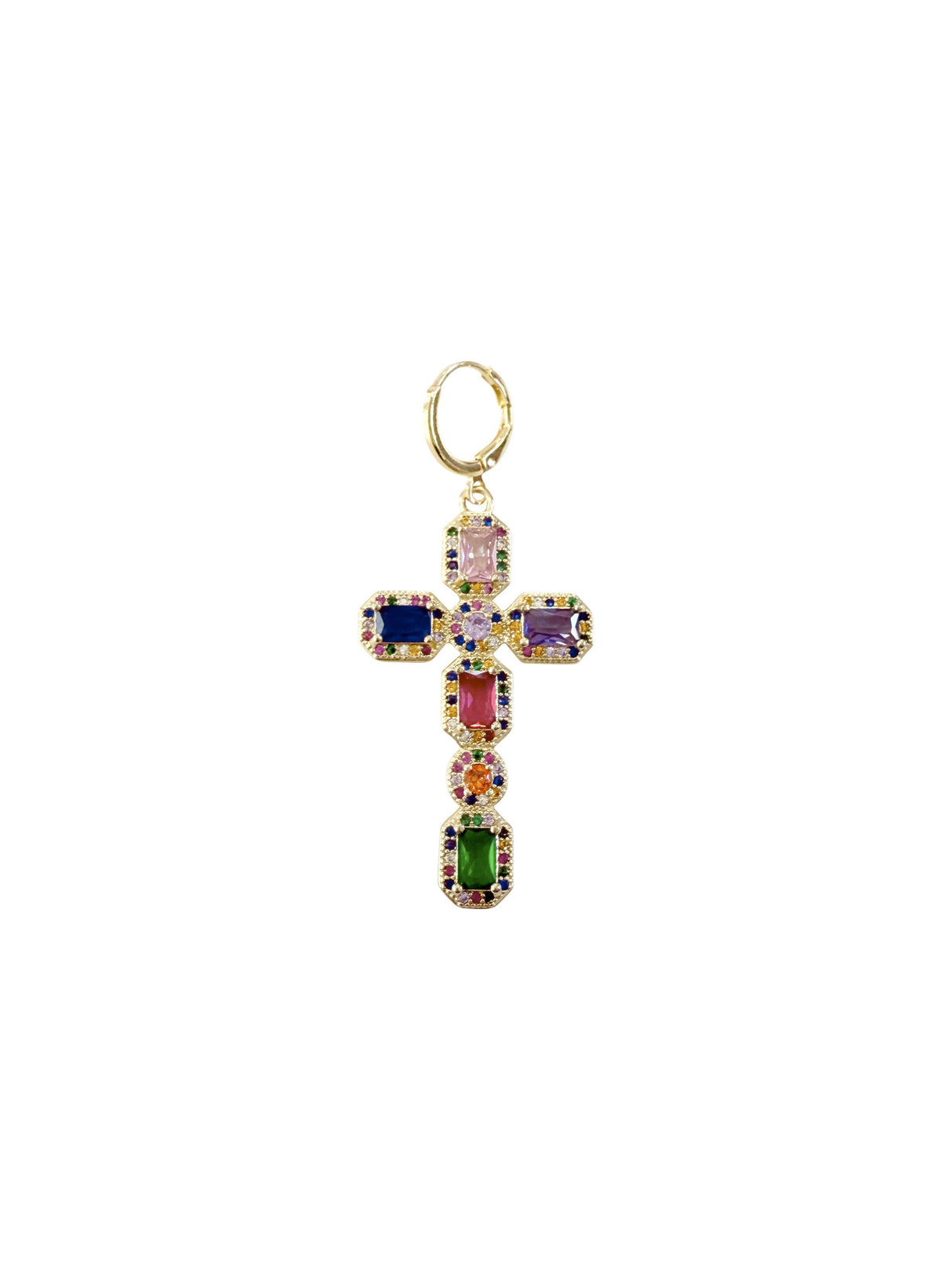 Gold CZ Cross Scarf Charm