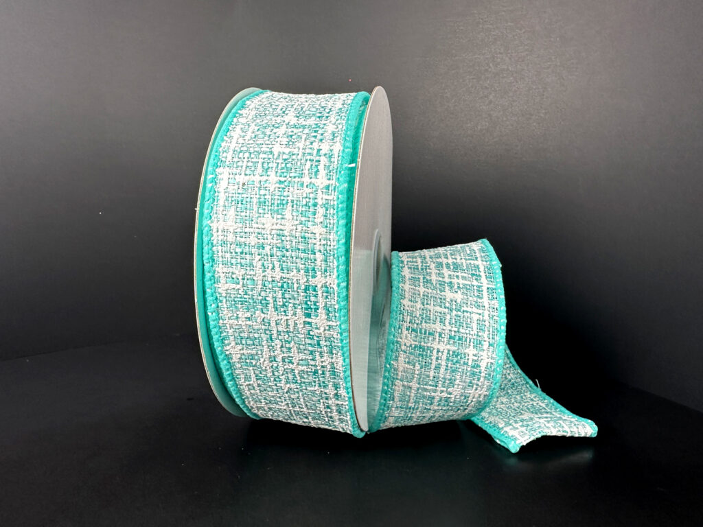 1.5" Aqua Tweed Ribbon Bolt