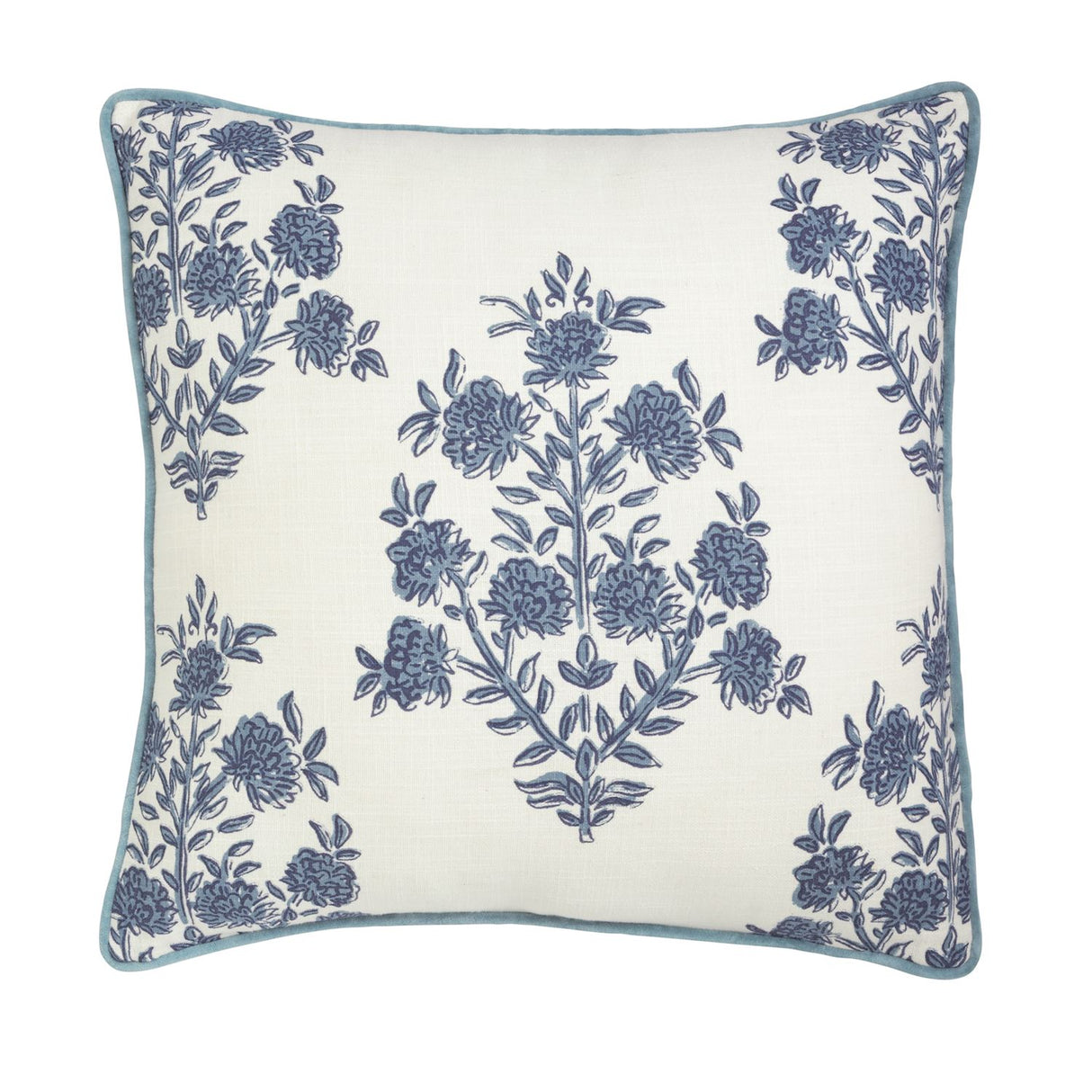 Block Print Blue Pillow