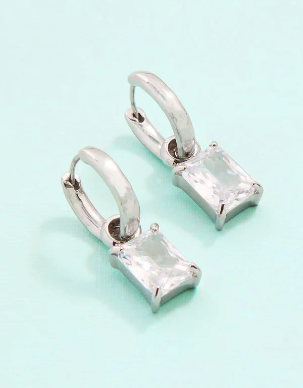 Splash Silver Emerald Drop Convertible Hoop Earrings