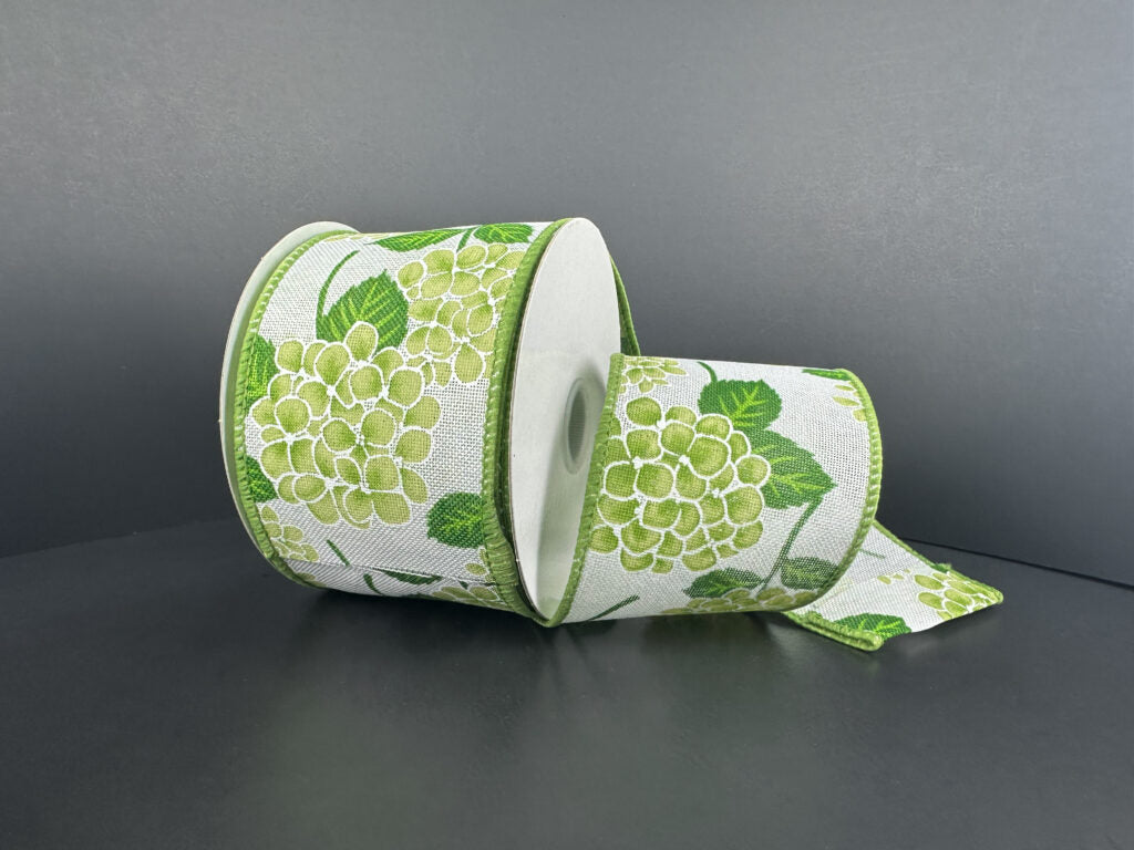2.5" Green Hydrangeas Ribbon Bolt