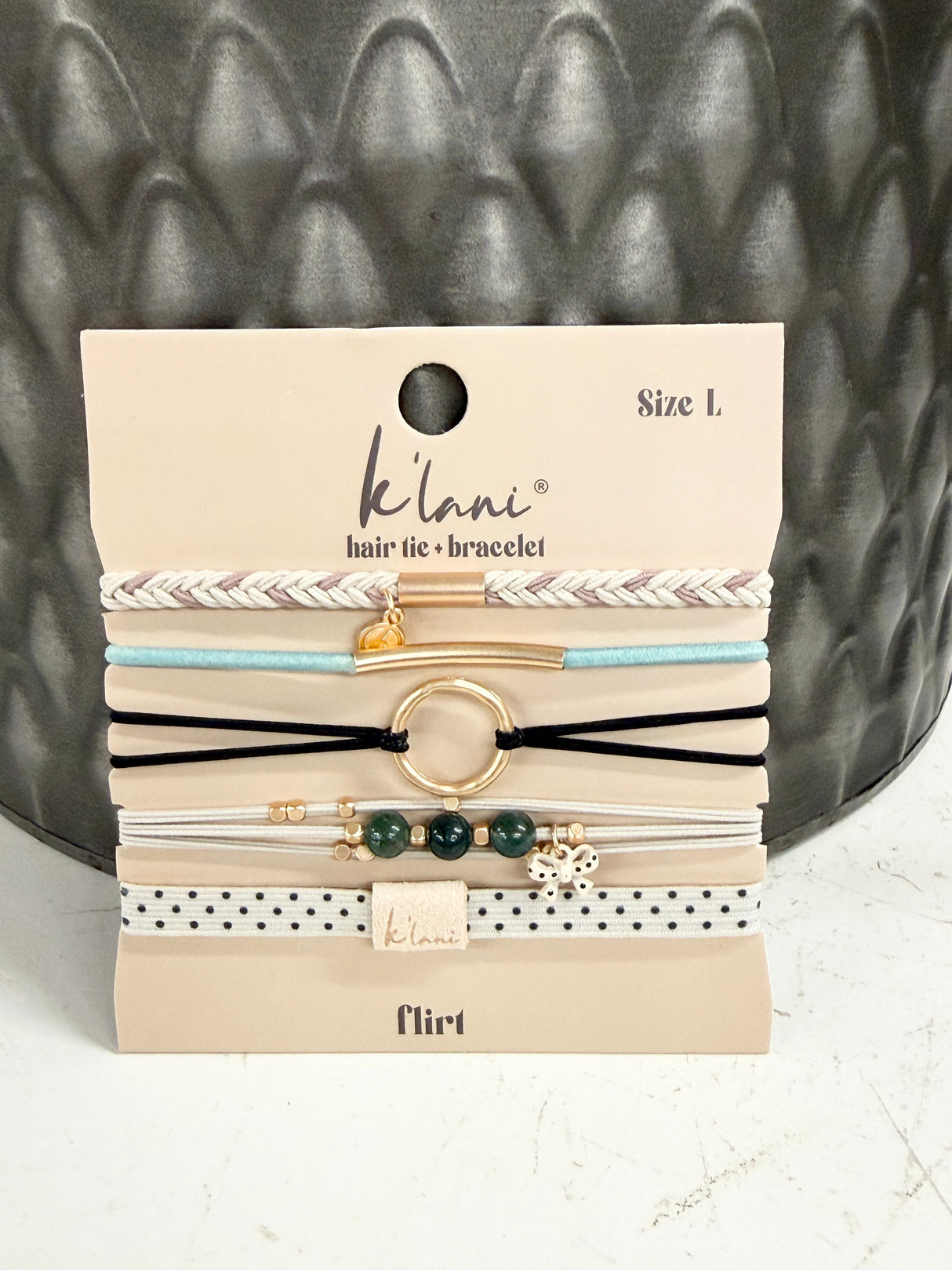 Flirt Polka Dot in Cream & Black Hair Tie Bracelet Set